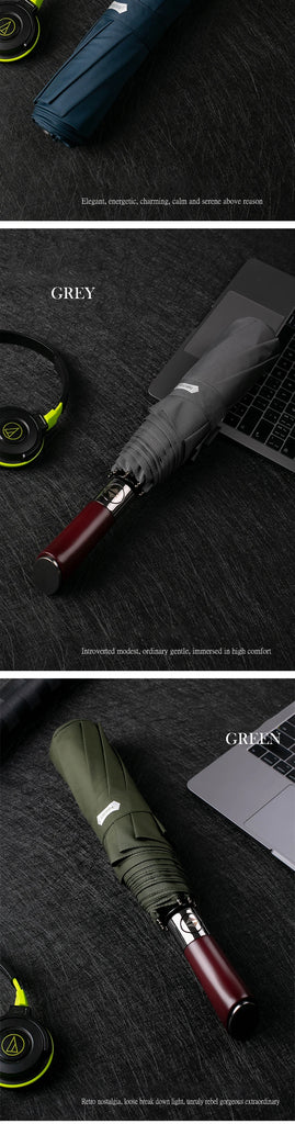 Parachase Automatic Umbrella Men 120cm Large Folding Umbrella Windproof Strong Wooden Handle Big Golf Luxury Umbrella 8K
