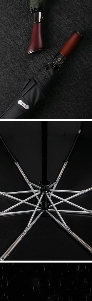Parachase Automatic Umbrella Men 120cm Large Folding Umbrella Windproof Strong Wooden Handle Big Golf Luxury Umbrella 8K