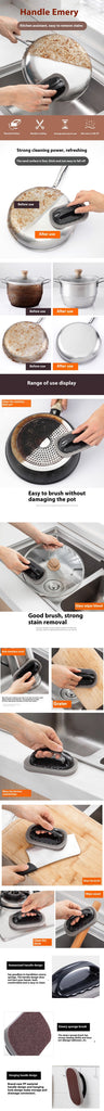 Magic Emery Sponge Brush Wipe Eraser Cleaner Kitchen Bath Rust Strong Decontamination Cleaning Tools With Handle Household Tools