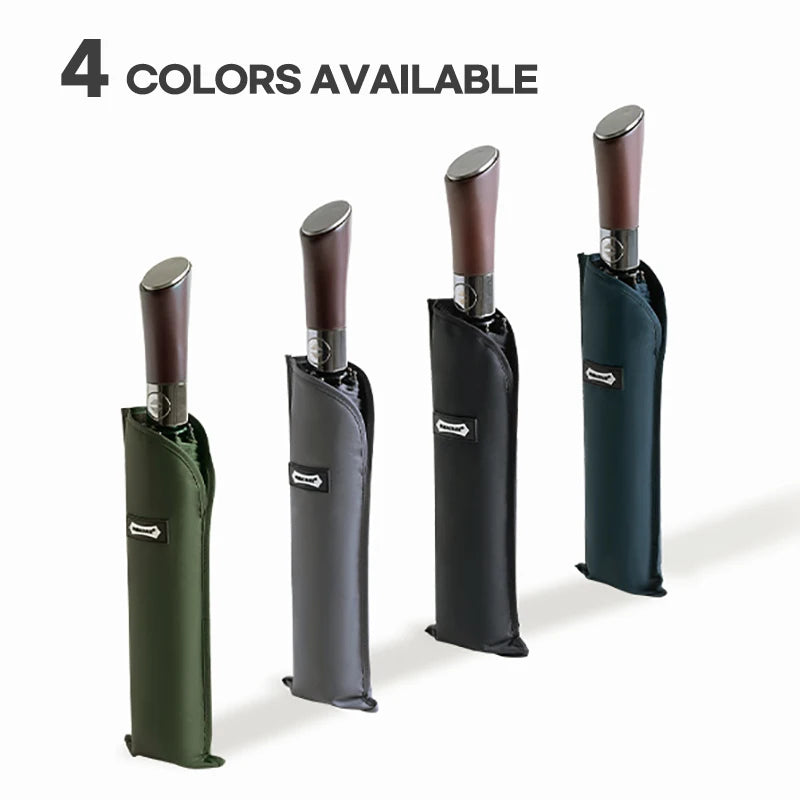 Parachase Automatic Umbrella Men 120cm Large Folding Umbrella Windproof Strong Wooden Handle Big Golf Luxury Umbrella 8K