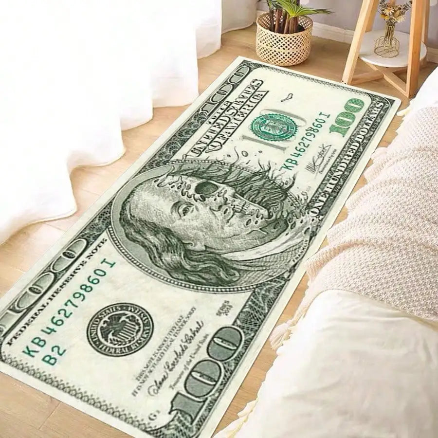 1pc Interesting Portrait & Dollar Bill Pattern Rug
