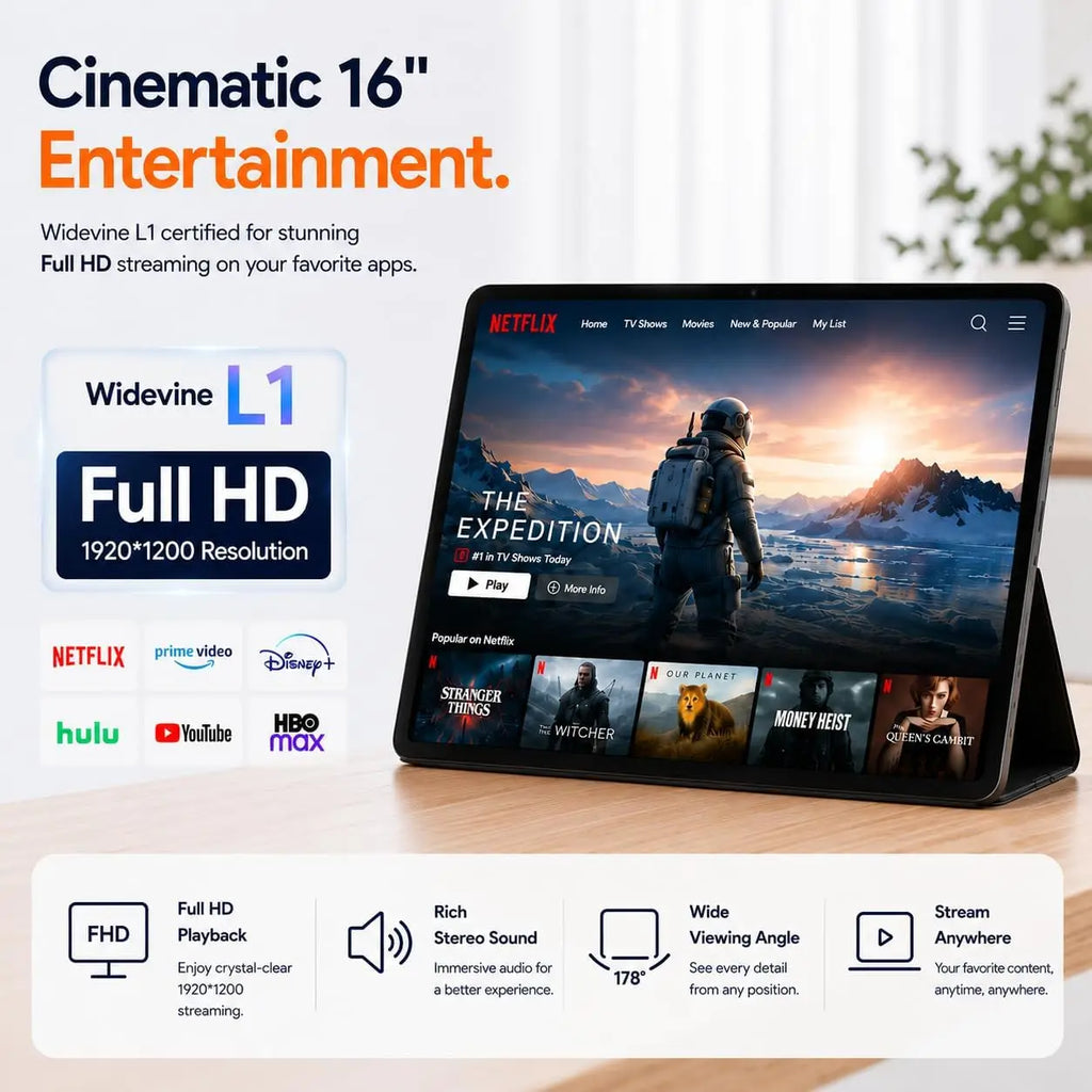Giant 16 Inch Android 16 Tablet Widevine 16GB+256GB Helio