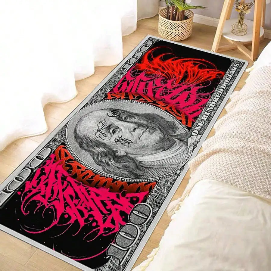 1pc Interesting Portrait & Dollar Bill Pattern Rug