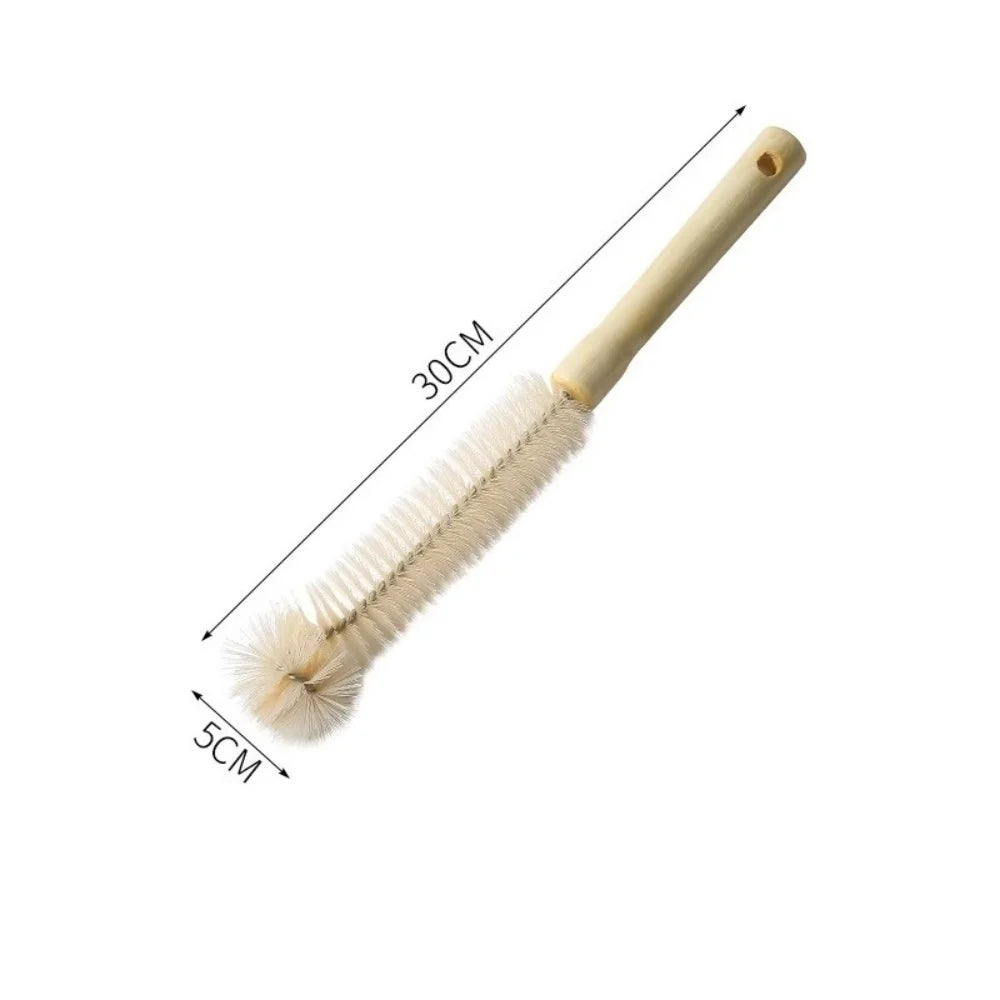 Kitchen Cleaning Tool Drink Bottles Glass Scrubbers Cleaning Brush Wooden Bottle Cleaning Brush With Long Handle For Baby Bottle