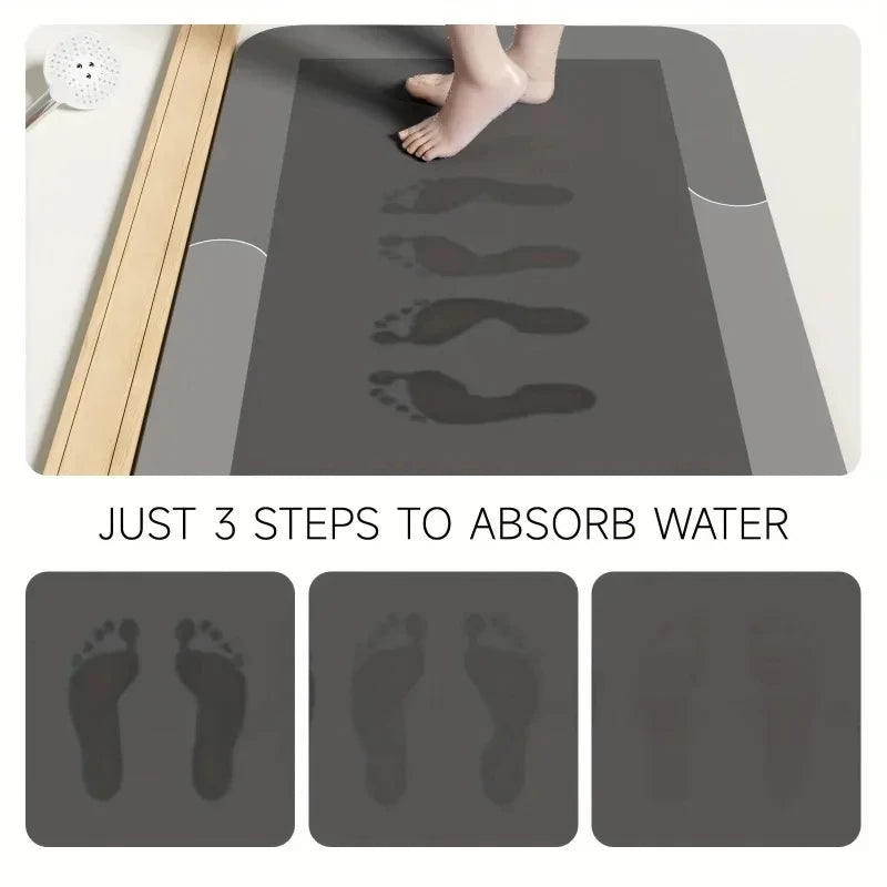 Diatomaceous Earth Bath Mat, Super Absorbent Non‑Slip Fast Drying Floor Mat for Shower Bathroom Bedroom Kitchen Laundry RV