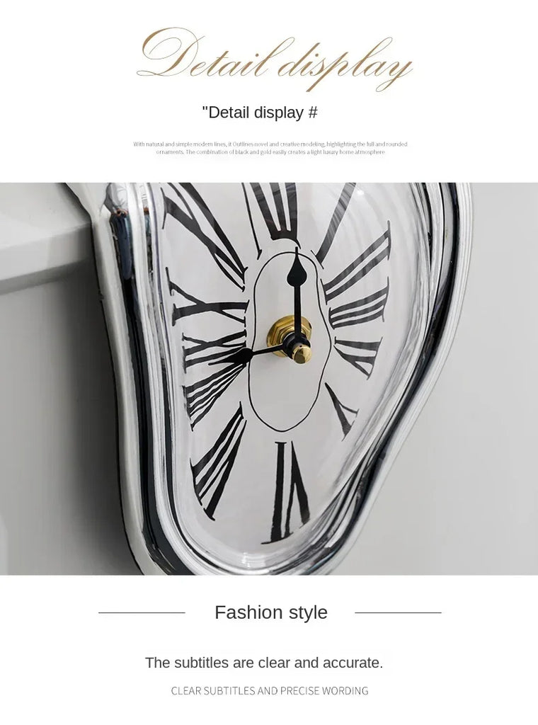 Surreal Melting Clock Silent Melted Wall Clock Salvador Dali Style Wall Watch for Decorative Home Office Shelf Desk Table Gift