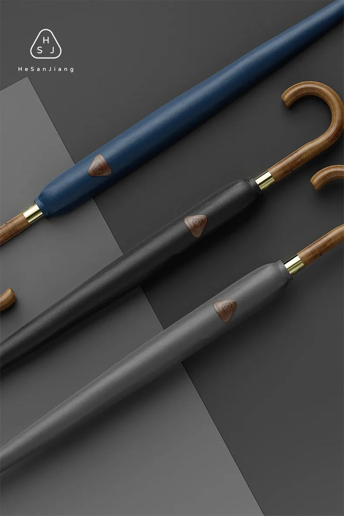 New Wooden Long Handle Luxury Umbrella Men Women, Outdoor 8 Bones Big Golf Rain Umbrella Windproof Strong, 120cm Diameter