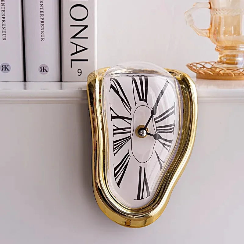 Surreal Melting Clock Silent Melted Wall Clock Salvador Dali Style Wall Watch for Decorative Home Office Shelf Desk Table Gift