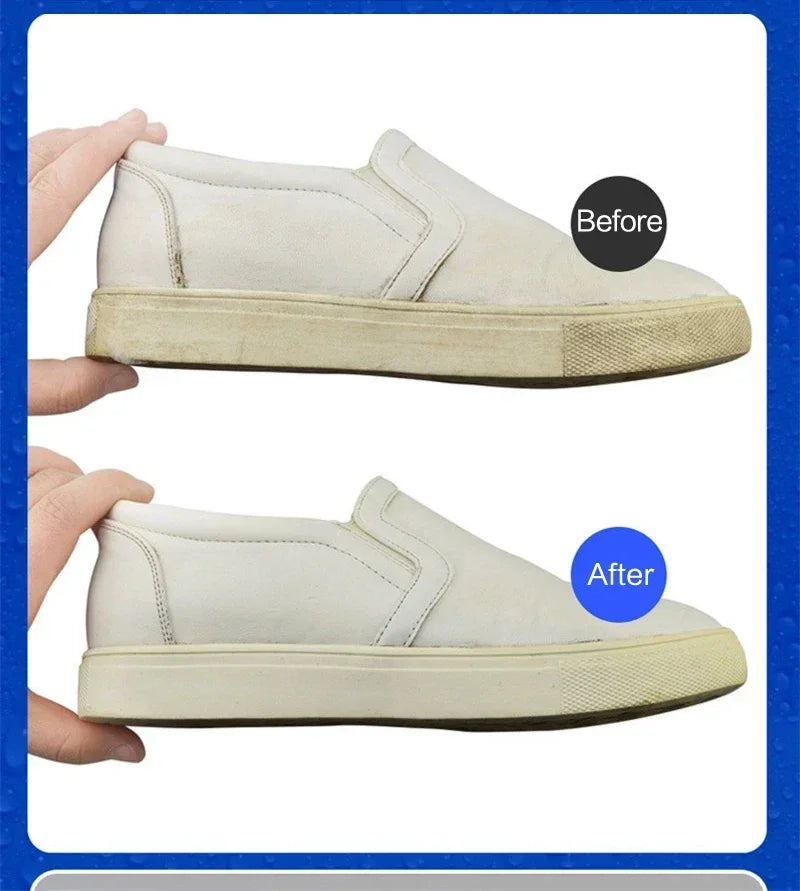 100ml White Shoes Stain Remover Whitening Cream-All-Purpose Cleaning Gel with Brush for Sneakers Leather Shoes without water rin
