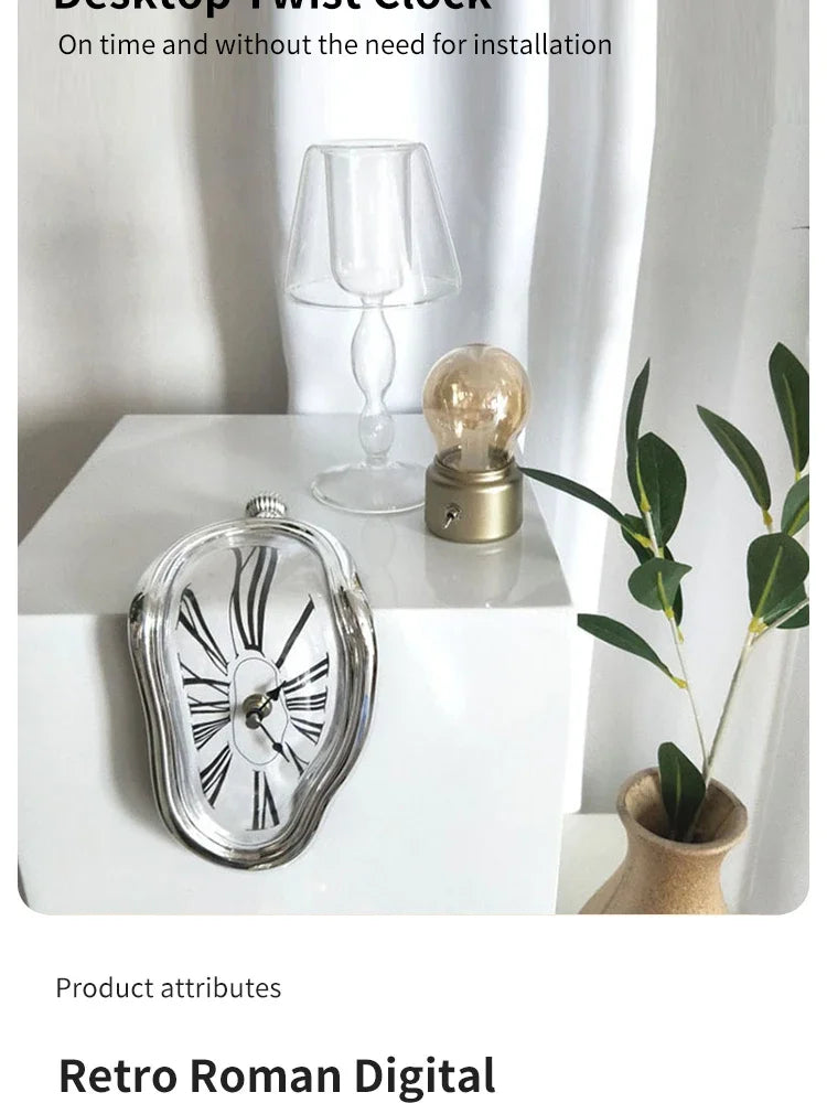 Surreal Melting Clock Silent Melted Wall Clock Salvador Dali Style Wall Watch for Decorative Home Office Shelf Desk Table Gift