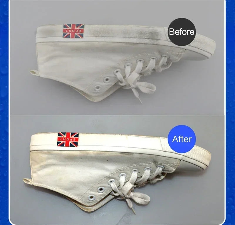 100ml White Shoes Stain Remover Whitening Cream-All-Purpose Cleaning Gel with Brush for Sneakers Leather Shoes without water rin