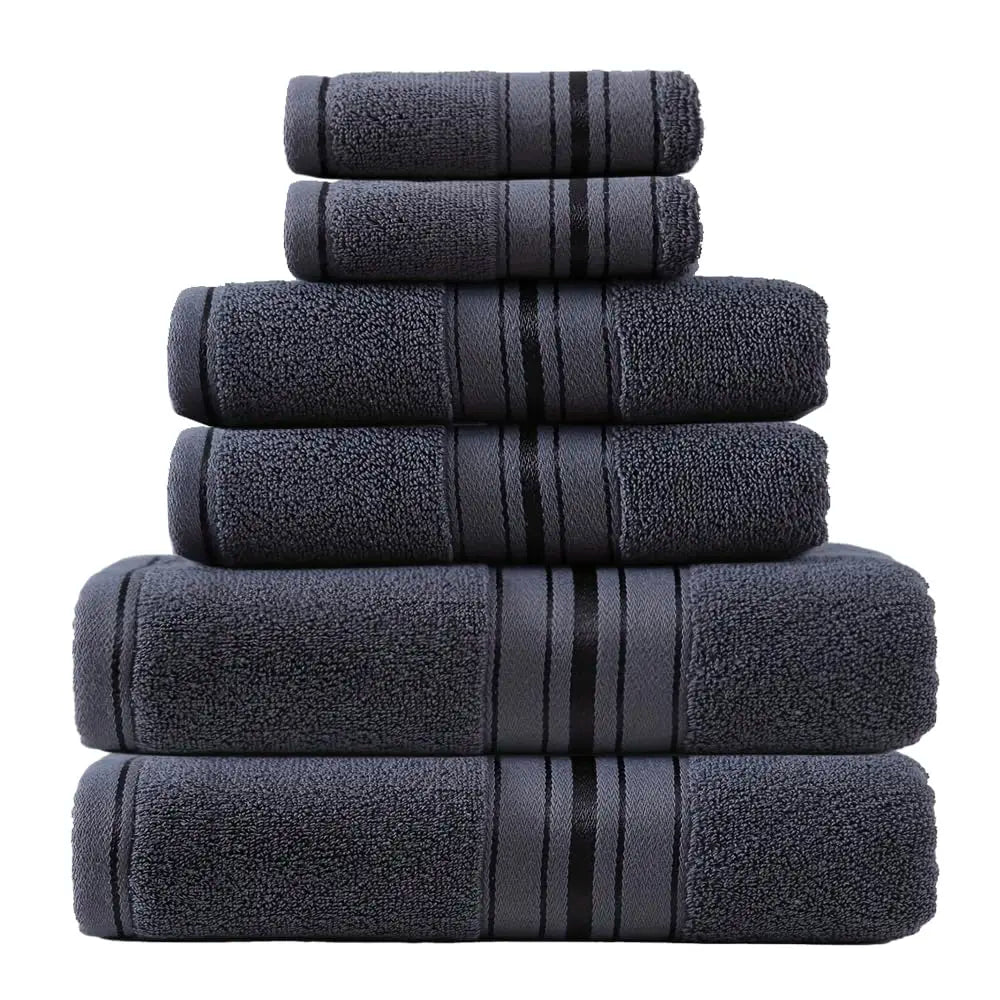 Luxury 6 Piece Towel Set, 2 Bath Towels 2 Hand Towel 2 Washcloths, 600 GSM 100% Cotton Turkish Towels for Bathroom, White Towel Sets