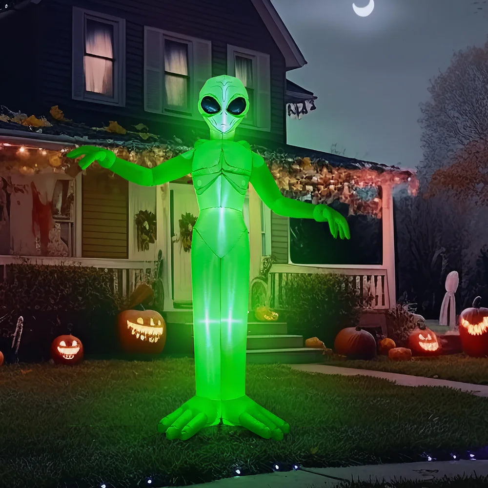 9 FT Tall Halloween Inflatable Decoration Outside Blow Up Alien Inflatable Outdoor Decor with Build-in LEDs for Halloween Yard Lawn Garden Decorations