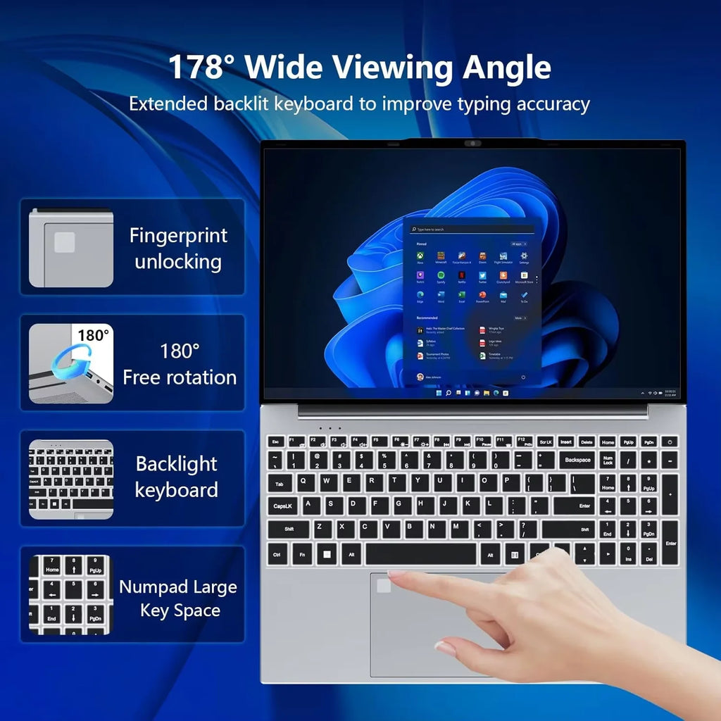 2026 Backlit Fingerprint Unlock Laptop Intel i9