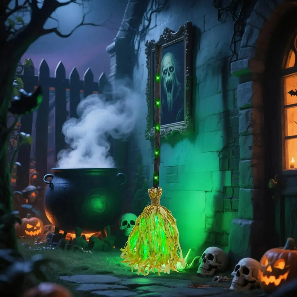 Halloween Witch Broom Light