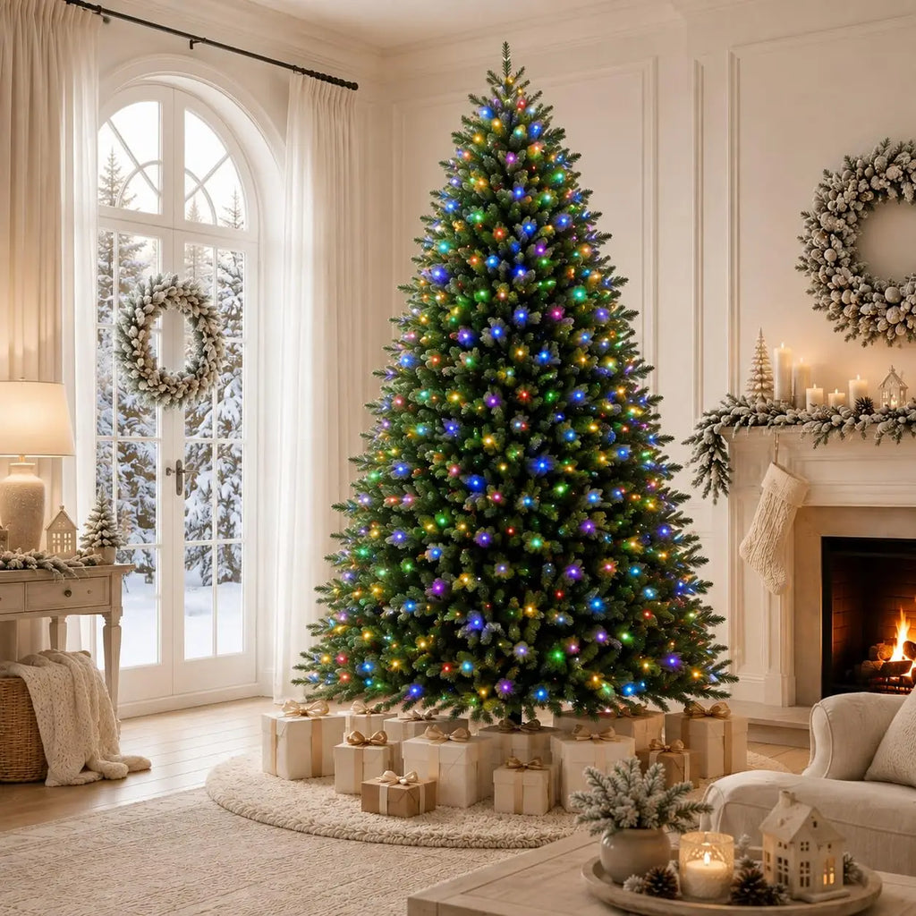 GAOMON 7.5 FT PE PVC Artificial Christmas Tree, Full Green Mixed Branches