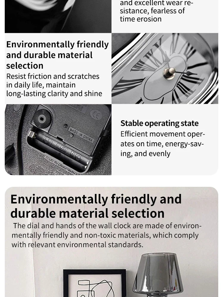 Surreal Melting Clock Silent Melted Wall Clock Salvador Dali Style Wall Watch for Decorative Home Office Shelf Desk Table Gift