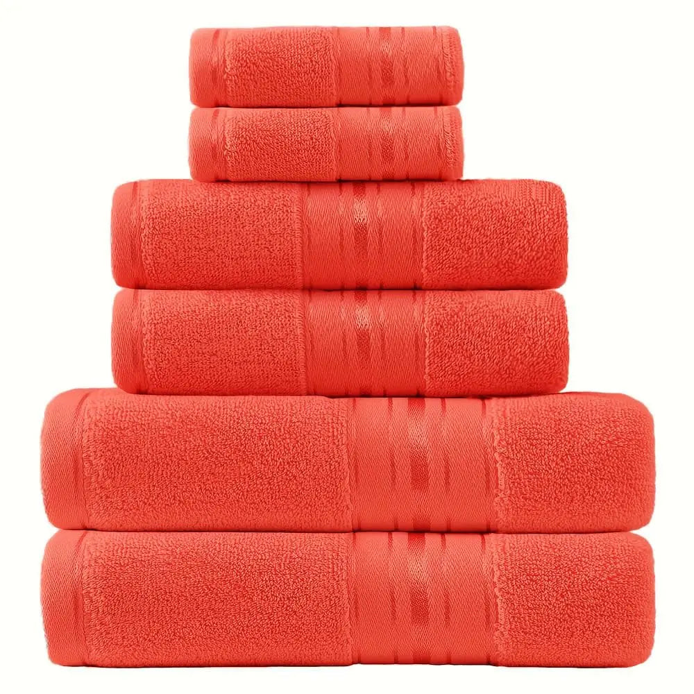 Luxury 6 Piece Towel Set, 2 Bath Towels 2 Hand Towel 2 Washcloths, 600 GSM 100% Cotton Turkish Towels for Bathroom, White Towel Sets
