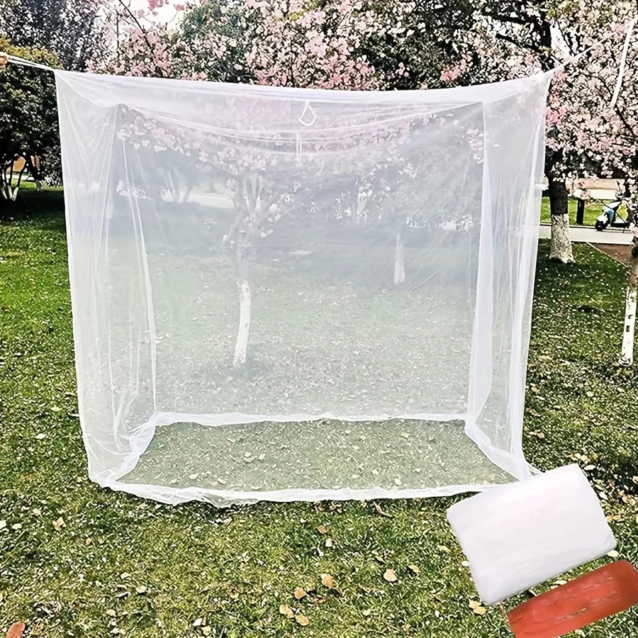 Large White Outdoor Camping Mosquito Net - Insect-Proof, Protective, Breathable, and Portable Bedroom, Hammock, and Tent Use