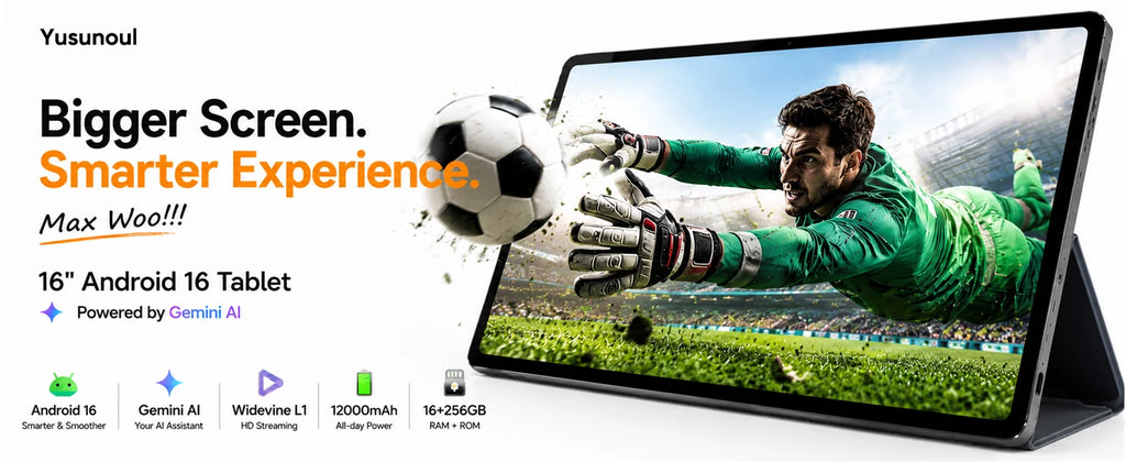 Giant 16 Inch Android 16 Tablet Widevine 16GB+256GB Helio