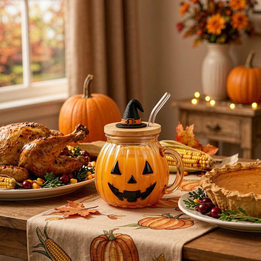 Tumblers Set Halloween Pumpkin Mug Glass Cups Glass Halloween Mugs,Pumpkin Double Wall Freezer Mug