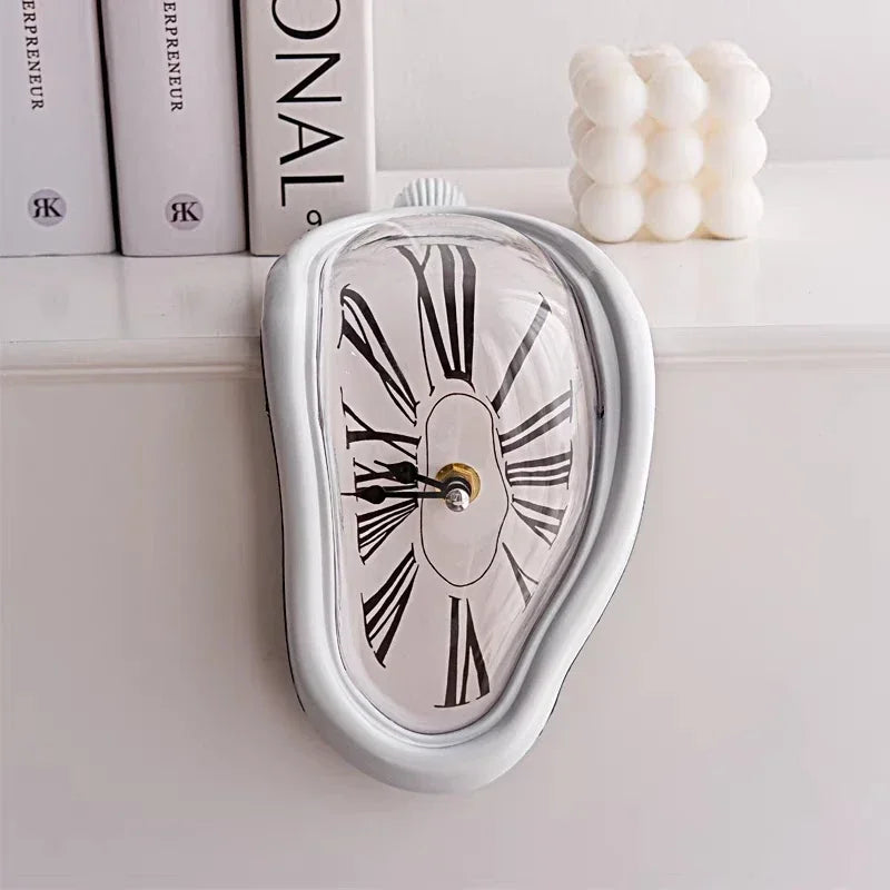 Surreal Melting Clock Silent Melted Wall Clock Salvador Dali Style Wall Watch for Decorative Home Office Shelf Desk Table Gift
