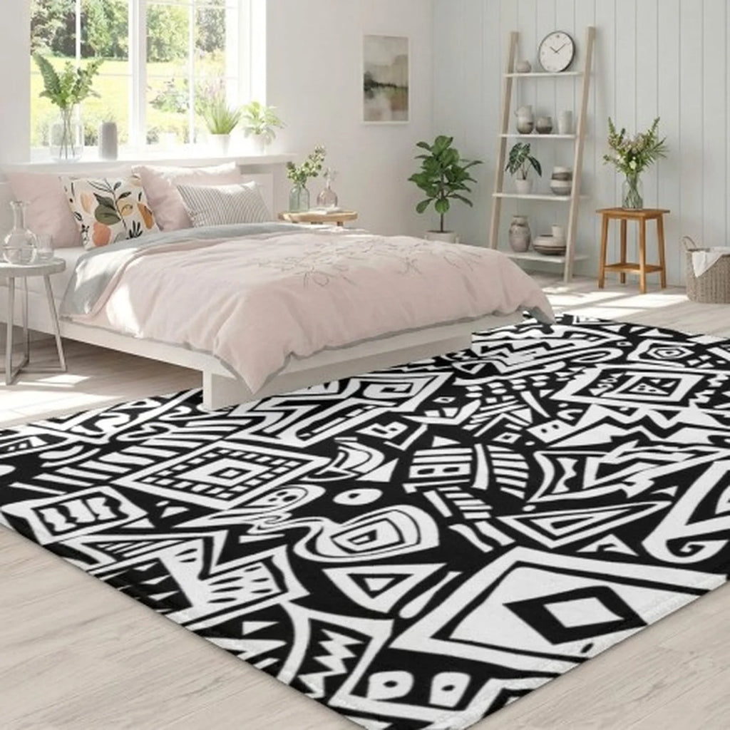 Abstract Ocean Blue Carpet, Modern Coastal Marble Carpet, Contemporary Living Room Rug.