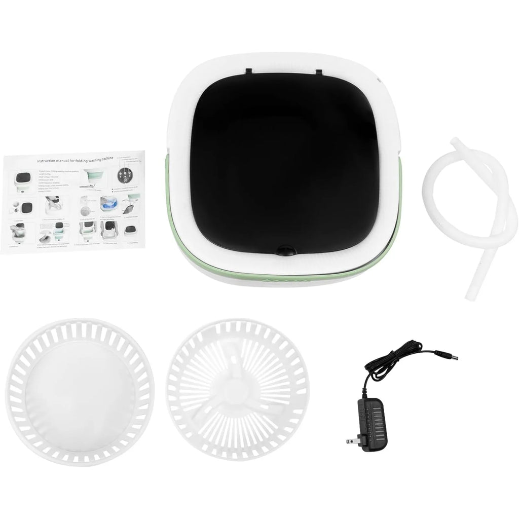 12L Portable Mini Washing Machine, Foldable Washer and Spin Dryer with Drainage Basket, Electric Collapsible Washing Machine for Apartment Camping, RV, Travel, Underwear, Socks (12Green)