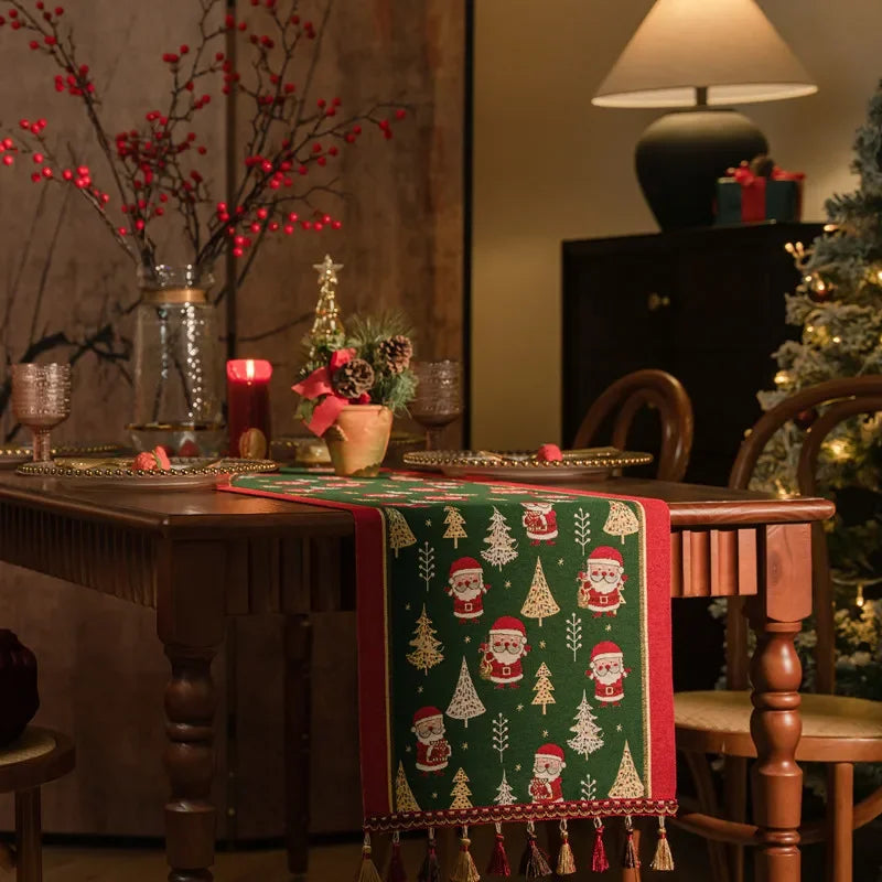 Christmas Snowflake Decoration Table Runner Jacquard Dining Cloth New Year Gift Winter Home Rustic Decor Bed Tail Flag Cover