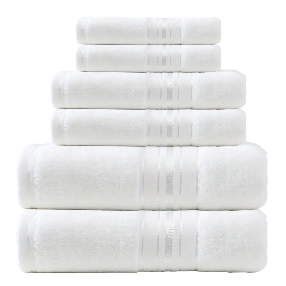 Luxury 6 Piece Towel Set, 2 Bath Towels 2 Hand Towel 2 Washcloths, 600 GSM 100% Cotton Turkish Towels for Bathroom, White Towel Sets
