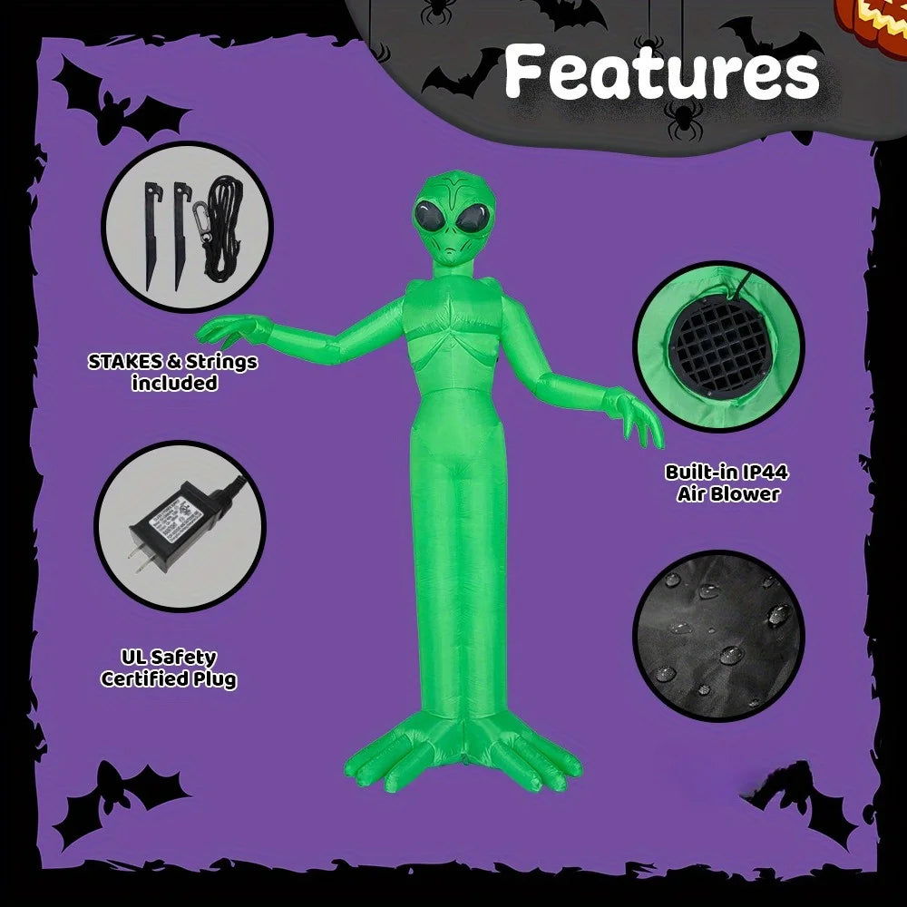 9 FT Tall Halloween Inflatable Decoration Outside Blow Up Alien Inflatable Outdoor Decor with Build-in LEDs for Halloween Yard Lawn Garden Decorations