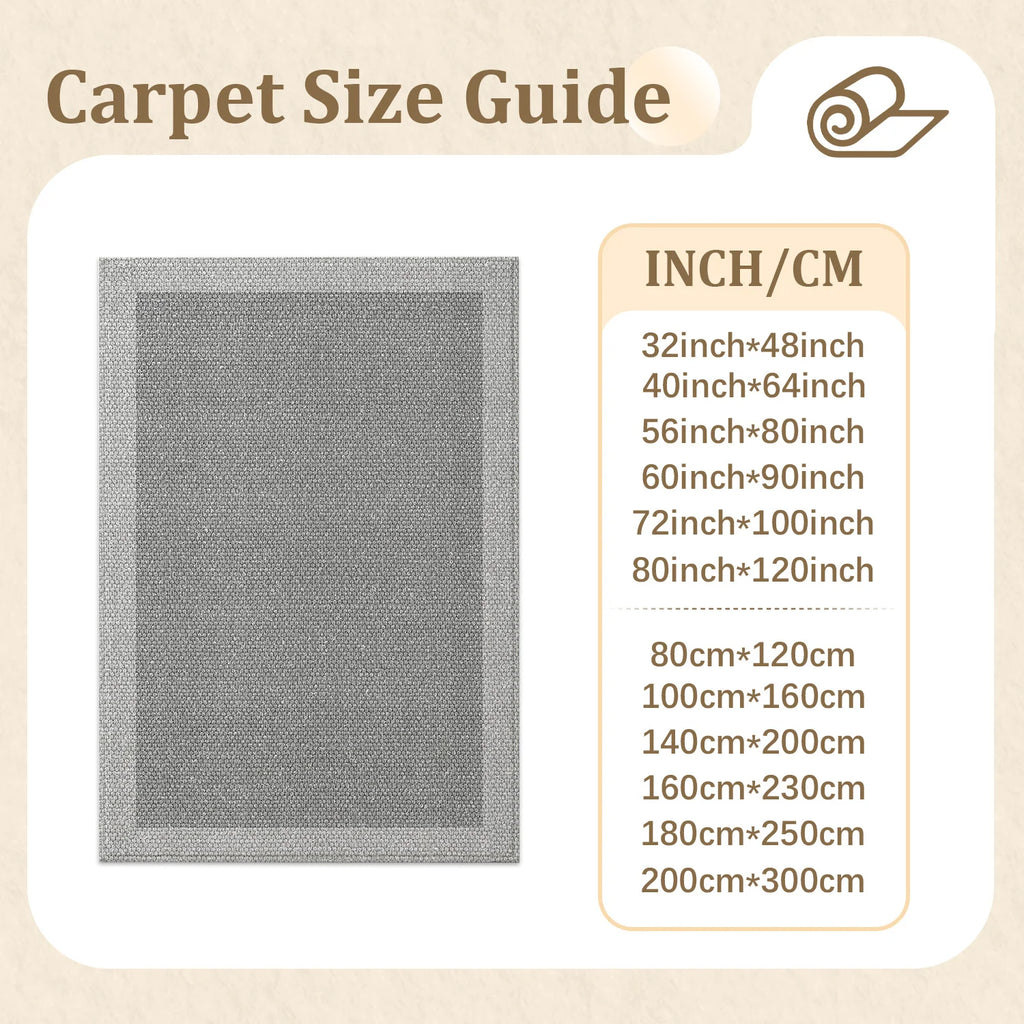 Large Indoor Area Rug, Soft Velvet Low Pile with Non-Slip Dotted Backing, Machine Washable Neutral Gray Textured Rug for Living Room Bedroom Modern Home Decor