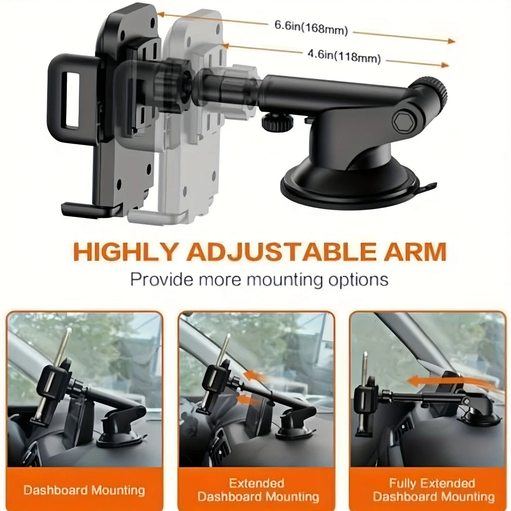 2-in-1 Universal Car Phone Mount for phone 4-6.5 inches