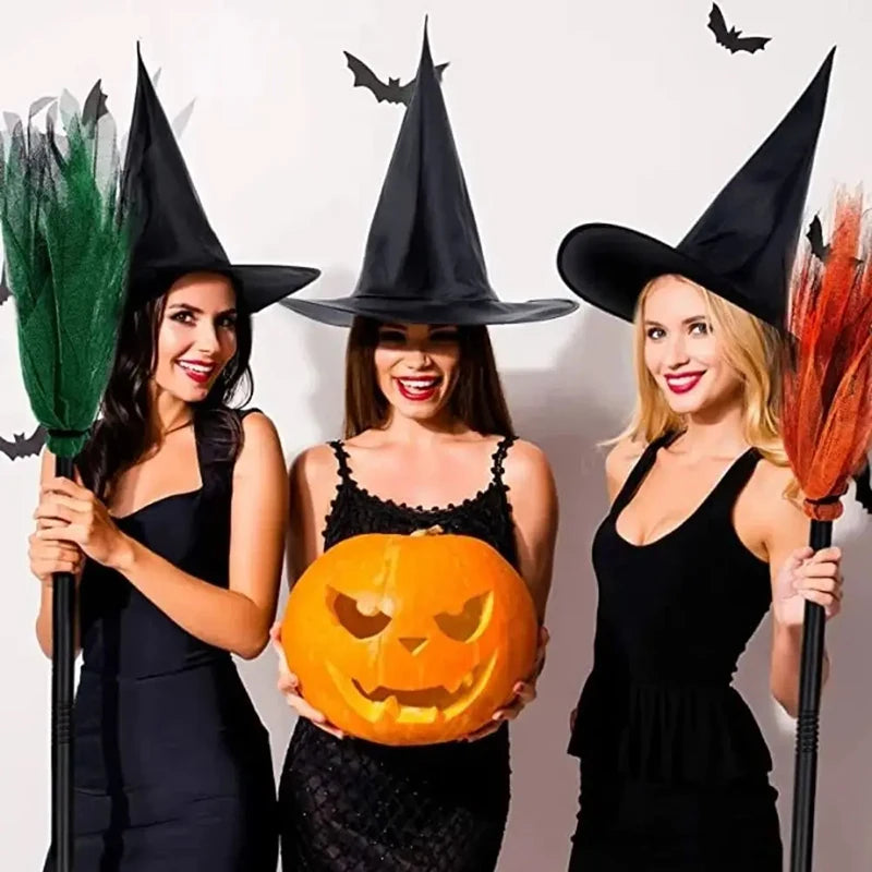 Wizard Hat / Witch Broom Halloween Party Decoration Festival Gathering Supplies Masquerade Prop Cosplay Costume Accessories TMZ