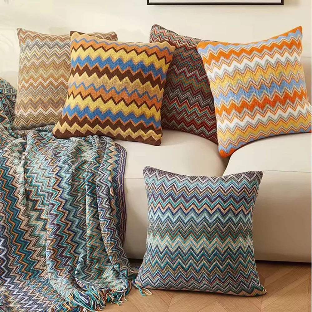 Bohemia Knitted Cushion Cover Soft Striped Pillow Case 45cm*45cm for Home Decoration Living Room Bed Room Pillow Cover Drop Ship
