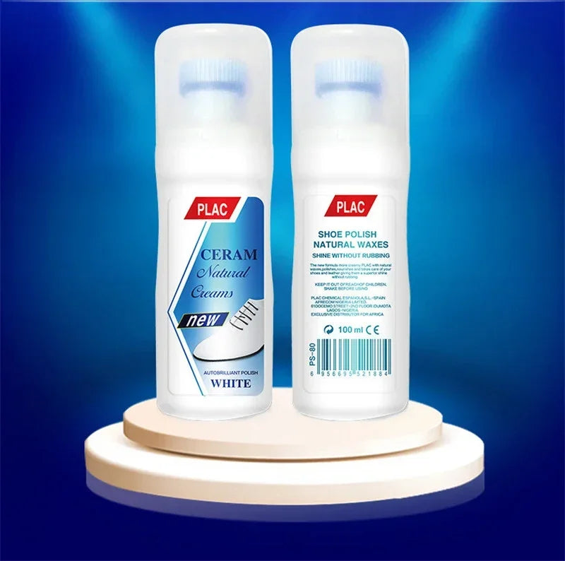 100ml White Shoes Stain Remover Whitening Cream-All-Purpose Cleaning Gel with Brush for Sneakers Leather Shoes without water rin