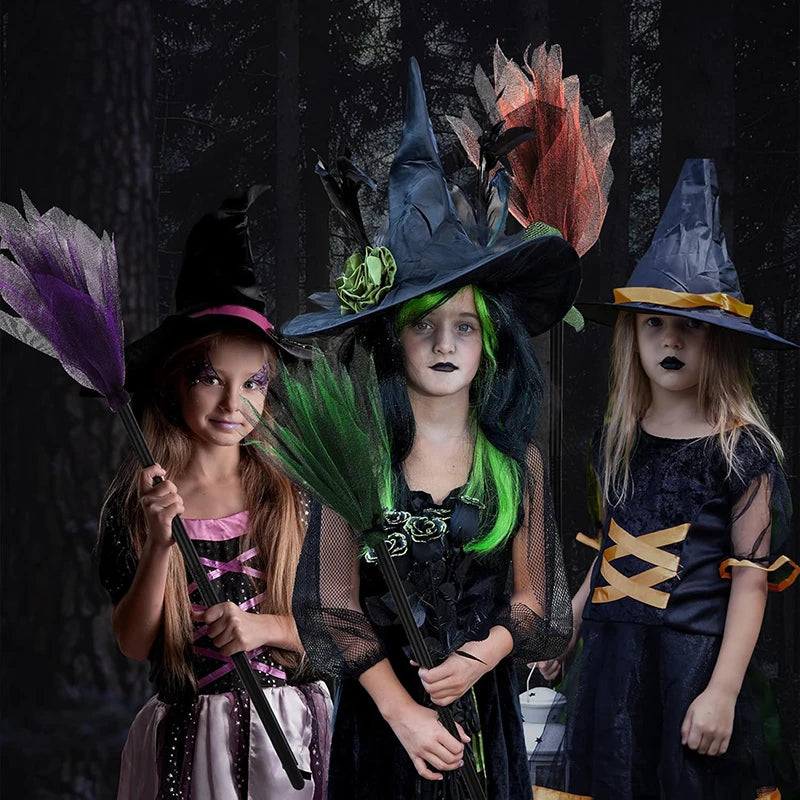 Wizard Hat / Witch Broom Halloween Party Decoration Festival Gathering Supplies Masquerade Prop Cosplay Costume Accessories TMZ