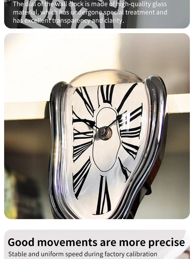 Surreal Melting Clock Silent Melted Wall Clock Salvador Dali Style Wall Watch for Decorative Home Office Shelf Desk Table Gift