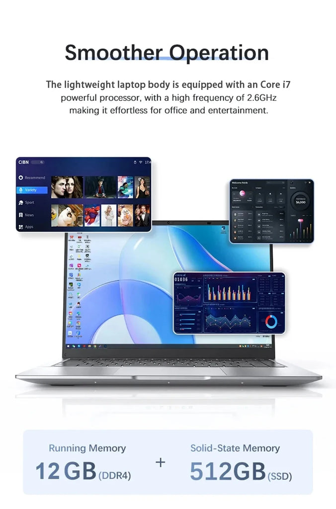 2026 Intel Core i7 9850H Atom A3950 Portable Laptop Computer