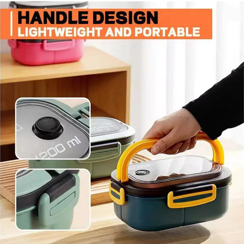 Double Layered Design With Fork And Spoon Fruit Bento Box For Easy Carrying, Microwave Safe, And Convenient Heating Lunch Box