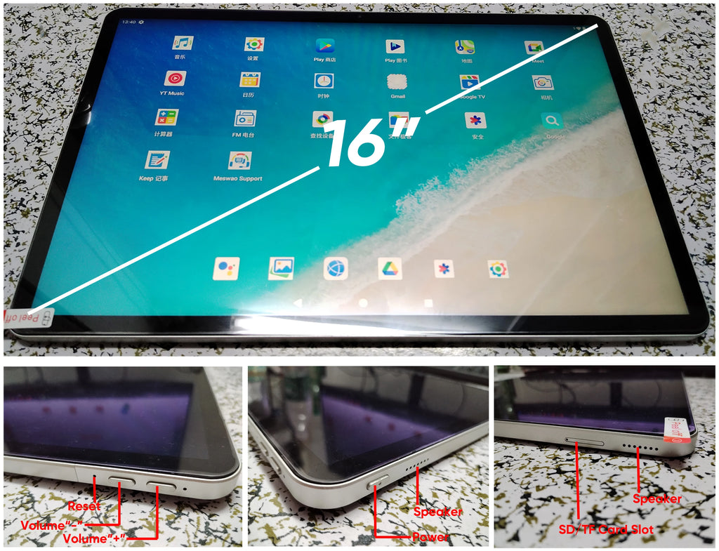 Giant 16 Inch Android 16 Tablet Widevine 16GB+256GB Helio