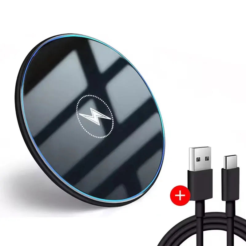 Base de carga inalámbrica rápida de 15W compatible con iPhone 17 16 15 14 13 12 Samsung Galaxy S25 S24, alfombrilla de carga inalámbrica apta para fundas