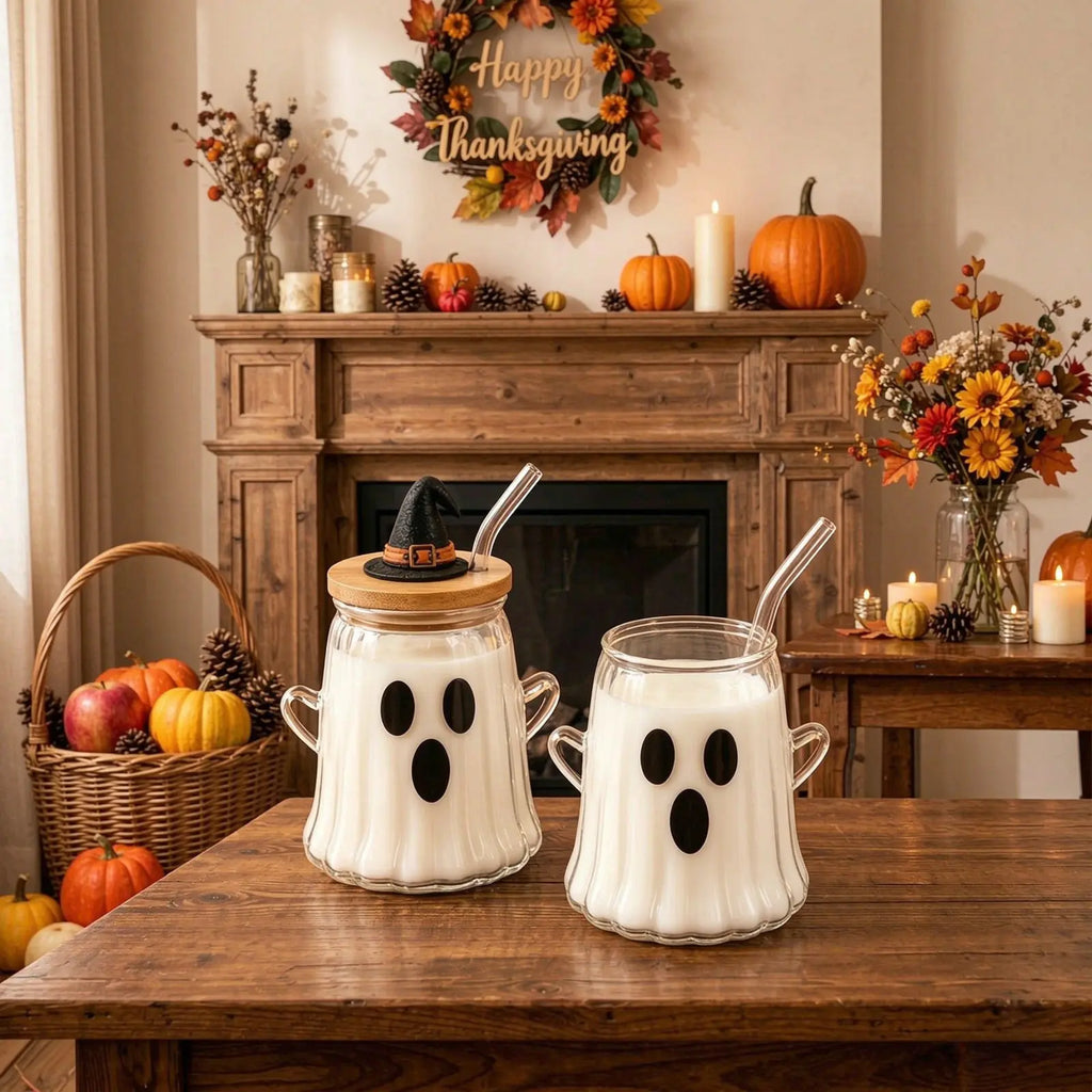 Tumblers Set Halloween Pumpkin Mug Glass Cups Glass Halloween Mugs,Pumpkin Double Wall Freezer Mug