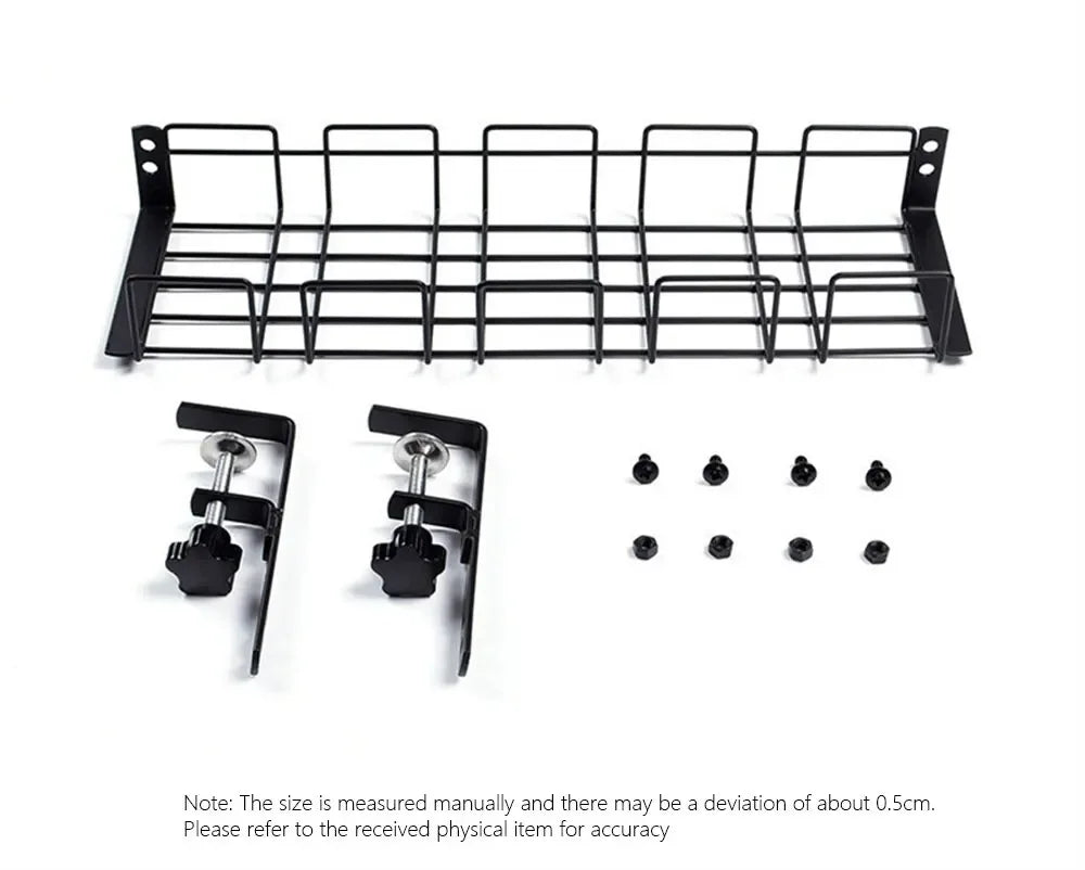 Under Table Storage Rack Metal Cable Management Tray Home Office Desk Wire Organizer No Punching Kitchen Storage Accessories