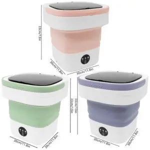 12L Portable Mini Washing Machine, Foldable Washer and Spin Dryer with Drainage Basket, Electric Collapsible Washing Machine for Apartment Camping, RV, Travel, Underwear, Socks (12Green)