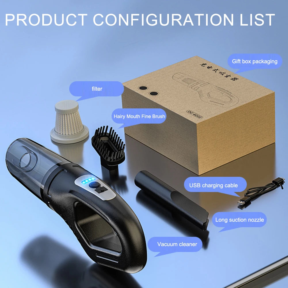 Portable Cordless Car Vacuum USB Recharge Handheld