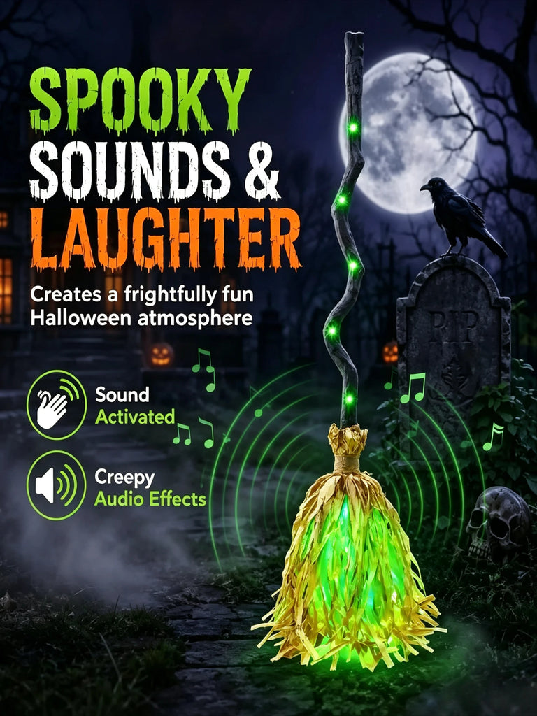 Halloween Witch Broom Light