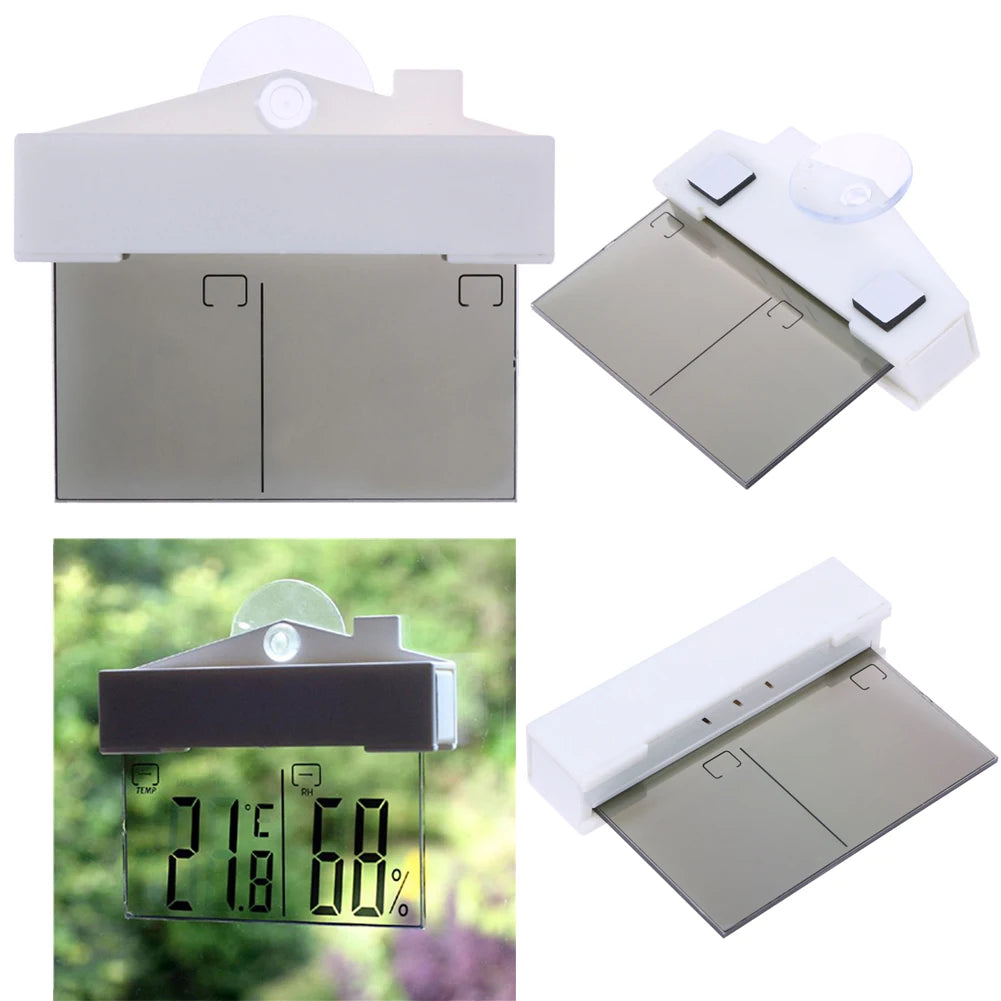 Digital Window Thermometer Hydrometer Suction Cup Large LCD Indoor Outdoor Weather Station Suctio for Baby Bedroom