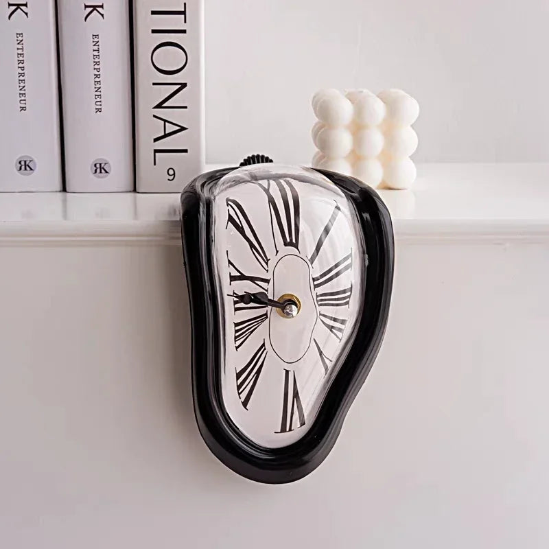 Surreal Melting Clock Silent Melted Wall Clock Salvador Dali Style Wall Watch for Decorative Home Office Shelf Desk Table Gift