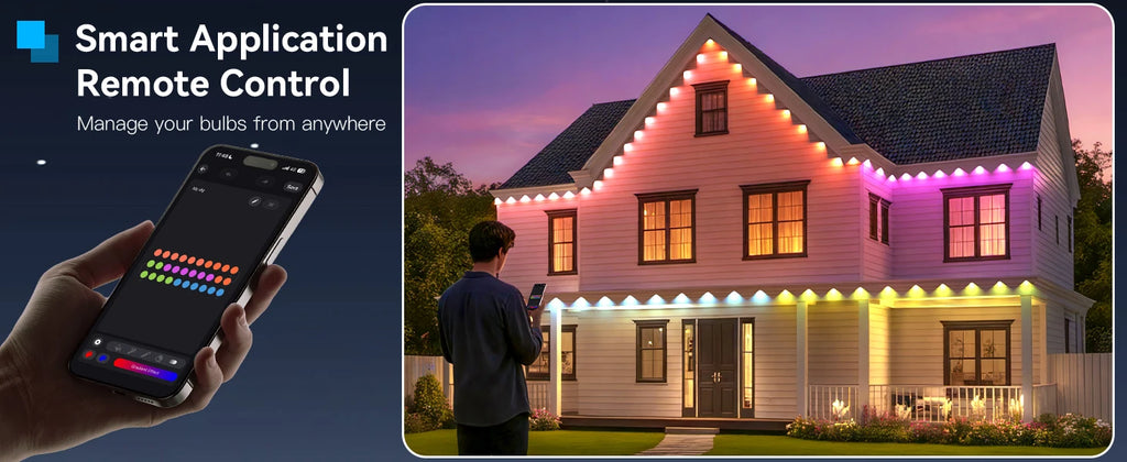 150ft 100ft 50ft Permanent Outdoor Lights Smart RGBIC Outdoor Lights with 75 Scene Modes String Lights with 90 LEDs for Garden